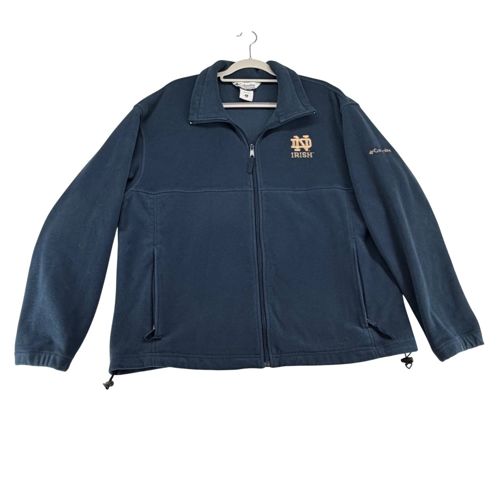 Columbia Notre Dame Fleece Full Zip Jacket Mens XL Navy Blue College Football